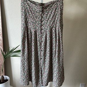 H&M cute button down floral midi flowy skirt
